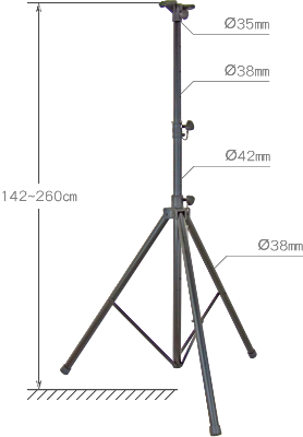 S-819-1 音箱架 <142~260㎝> - 三腳收放型